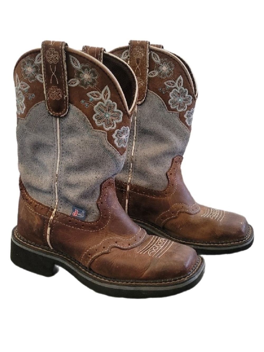 JUSTIN Gypsy Leather Western Cowboy Boots Womens 5B Brown Embroidered Floral